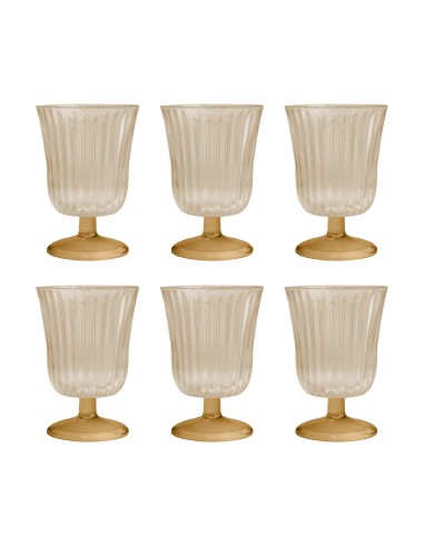 Vesta Home- Set 6 Bicchieri Ginevra Ambra Ø8,5 X 12,5 H Cm