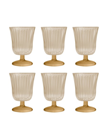 Vesta Home- Set 6 Bicchieri Ginevra Ambra Ø8,5 X 12,5 H Cm