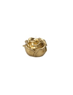 Hervit - Candela laccata in oro a forma di Rosa collezione Natale 2020, diametro 12 cm x 8 cm