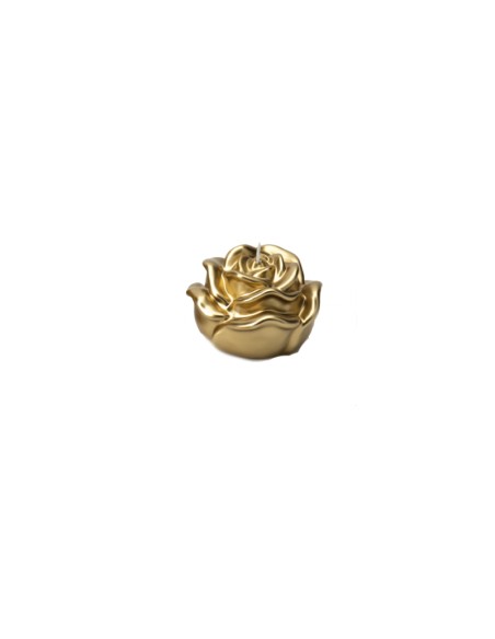Hervit - Candela laccata in oro a forma di Rosa collezione Natale 2020, diametro 10 cm x 7 cm