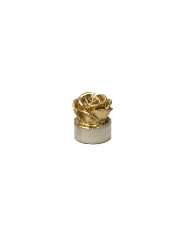 Hervit - Box 6 Candele laccate in oro a forma di Rosa collezione Natale 2020, diametro 4 cm