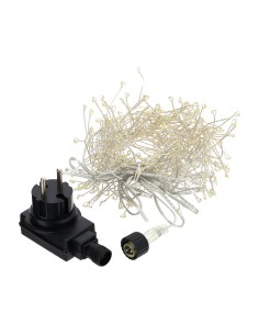 Hervit - Serie Luminosa Natale argentata con 600 Led luce bianca, telecomando giochi di luce, lunghezza 6 m