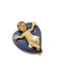 Gesù Bambino cuore blu 8 cm porcellana