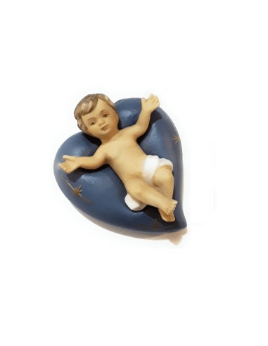 Gesù Bambino cuore blu 8 cm porcellana