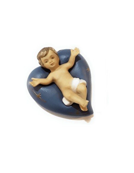 Gesù Bambino cuore blu 8 cm porcellana