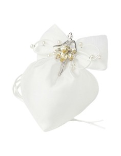 SACCHETTO CUORE AVORIO 14X17CM FIOCCO