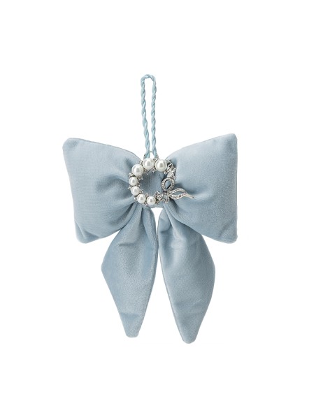 Hervit - Fiocco Applicazione Velluto Blu 14x18cm Coroncina