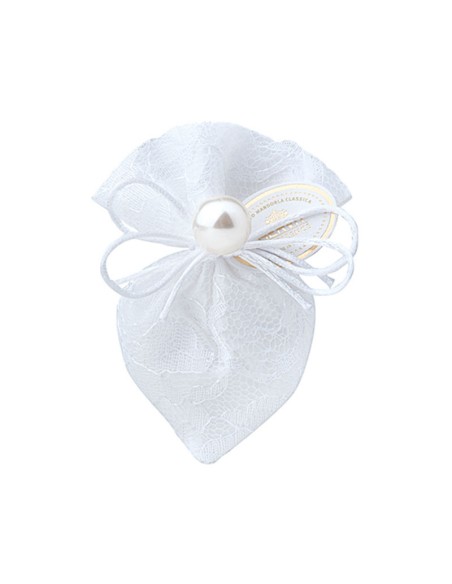 SACCHETTINO CUORE BIANCO 10CM C/PERLA