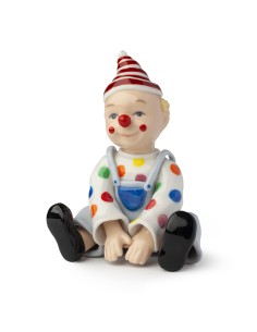 Hervit Royal Class - Clown Seduto Porcellana 11 cm Pois