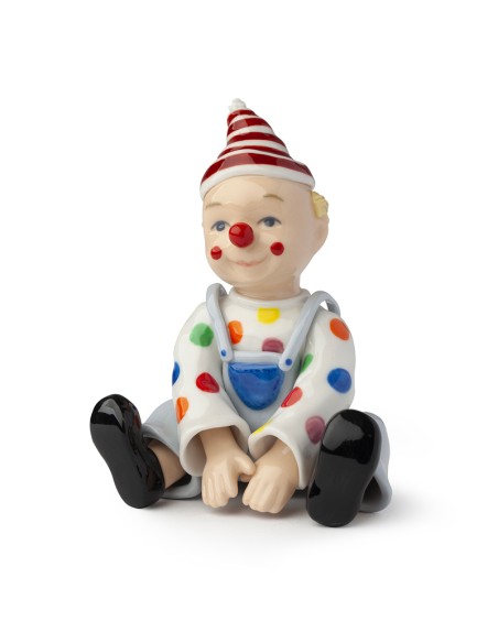 Hervit Royal Class - Clown Seduto Porcellana 11 cm Pois