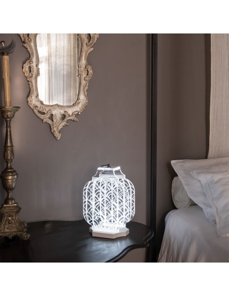 Vesta Home - Lampada da Tavolo Media Wireless Atena·avorio·20,5 X 17,6 X 33,8 H Th. Body 8 Mm Th. Base 15 Mm