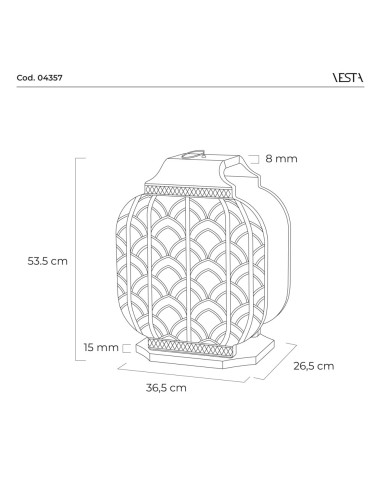 Vesta Home - Lanterna Atena Grande·avorio·36,5 X 26,5 X 53,5 H Th. Body 8 Mm Th. Base 15 Mm