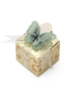 BOX CARAT GOLD 6X6X5,5CM FARFALLA VERDE
