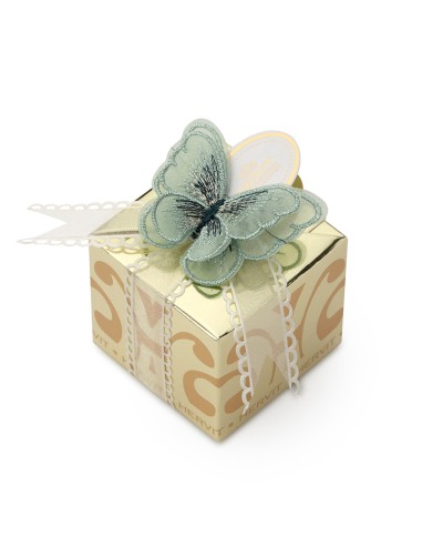 BOX CARAT GOLD 6X6X5,5CM FARFALLA VERDE