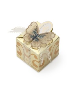 BOX CARAT GOLD 6X6X5,5CM FARFALLA ORO