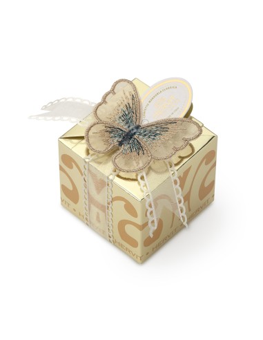 BOX CARAT GOLD 6X6X5,5CM FARFALLA ORO