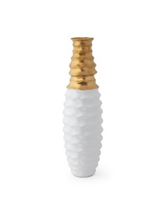 Vaso Gres Bianco/Oro Matt Dia.20X70Cm(H)