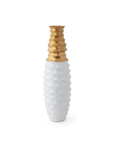 Vaso Gres Bianco/Oro Matt Dia.20X70Cm(H)