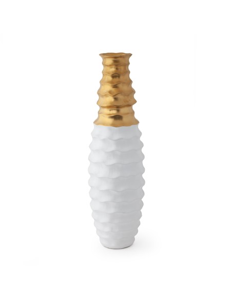 Vaso Gres Bianco/Oro Matt Dia.20X70Cm(H)