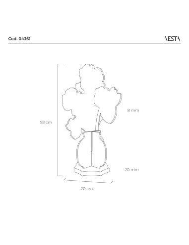 Vesta Home - Lampada da Tavolo Margot·rosa·20 X 20 X 58 Th. Body 8 Mm Th. Base 20 Mm