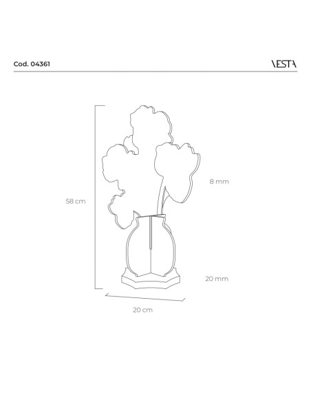 Vesta Home - Lampada da Tavolo Margot·rosa·20 X 20 X 58 Th. Body 8 Mm Th. Base 20 Mm