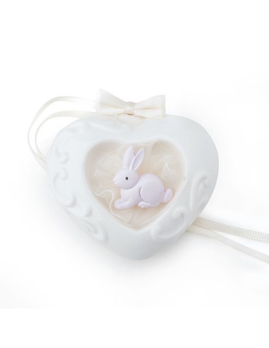 Set 6 Cuori Porc.Bianca 6Cm Bunny Rosa