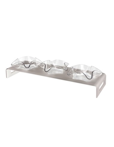 Vesta Home - Antipastiera 3 Ciotoline - Happy Times·tortora Monosatinato·44 X 14 X 5 H Th. 5 Mm