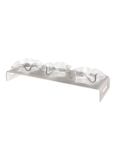 Vesta Home - Antipastiera 3 Ciotoline - Happy Times·tortora Monosatinato·44 X 14 X 5 H Th. 5 Mm