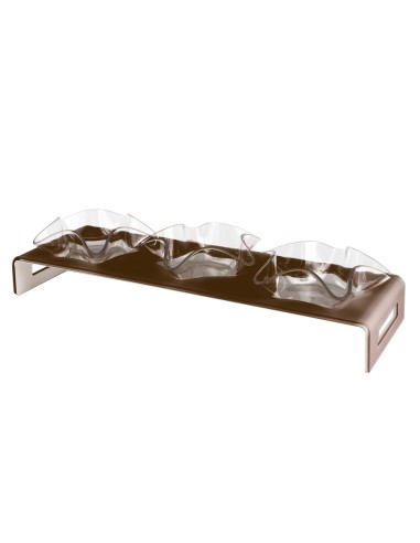 Vesta Home - Antipastiera 3 Ciotoline - Happy Times·marrone Monosatinato·44 X 14 X 5 H Th. 5 Mm