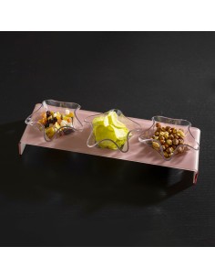 Vesta Home - Antipastiera 3 Ciotoline - Happy Times·rosa Cipria Monosatinato·44 X 14 X 5 H Th. 5 Mm 2