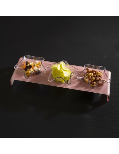 Vesta Home - Antipastiera 3 Ciotoline - Happy Times·rosa Cipria Monosatinato·44 X 14 X 5 H Th. 5 Mm
