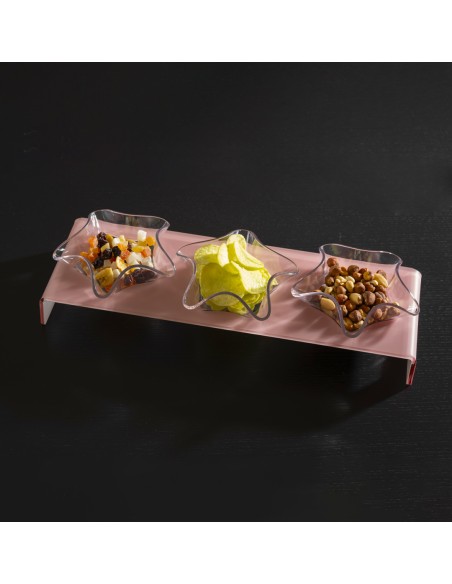 Vesta Home - Antipastiera 3 Ciotoline - Happy Times·rosa Cipria Monosatinato·44 X 14 X 5 H Th. 5 Mm