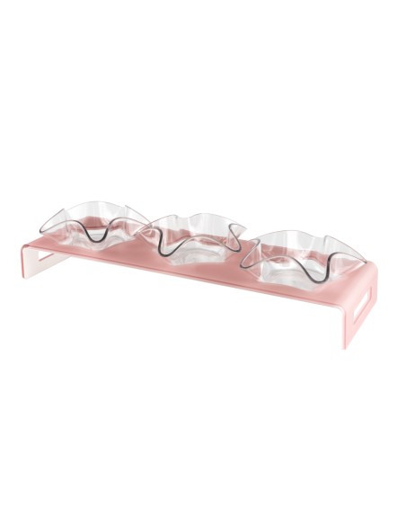 Vesta Home - Antipastiera 3 Ciotoline - Happy Times·rosa Cipria Monosatinato·44 X 14 X 5 H Th. 5 Mm
