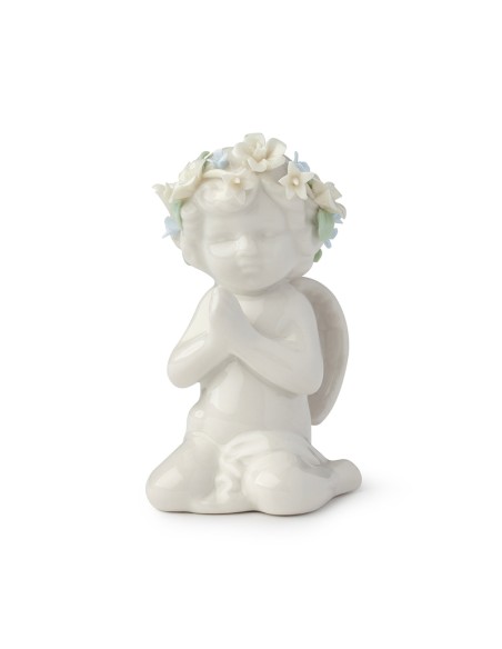 Hervit Royal Class - Angelo Eden in Porcellana Bianca 10 cm In Ginocchi