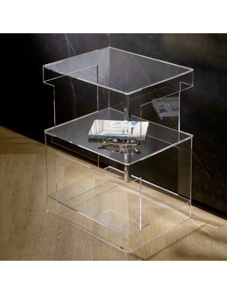 Vesta Home - 432 Collection Comodino·trasparente·42,5 X 34 X 56 H Th. 5 Mm