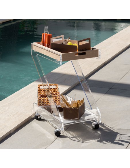 Vesta Home - Carrello Zeta·legno Chiaro·61 X 38 X 73 H Th. Structure 15 Mm Th. Tray 5 Mm