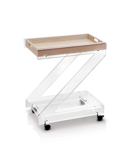 Vesta Home - Carrello Zeta·legno Chiaro·61 X 38 X 73 H Th. Structure 15 Mm Th. Tray 5 Mm