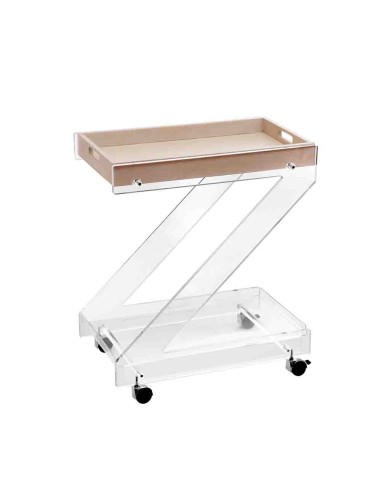 Vesta Home - Carrello Zeta·legno Chiaro·61 X 38 X 73 H Th. Structure 15 Mm Th. Tray 5 Mm