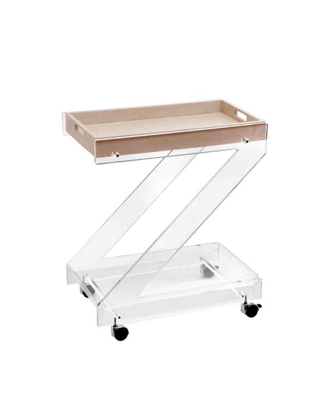 Vesta Home - Carrello Zeta·legno Chiaro·61 X 38 X 73 H Th. Structure 15 Mm Th. Tray 5 Mm