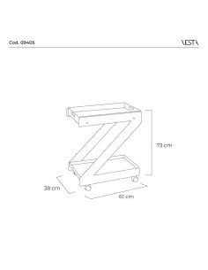 Vesta Home - Carrello Zeta·trasparente·61 X 38 X 73 H Th. Structure 15 Mm Th. Tray 5 Mm