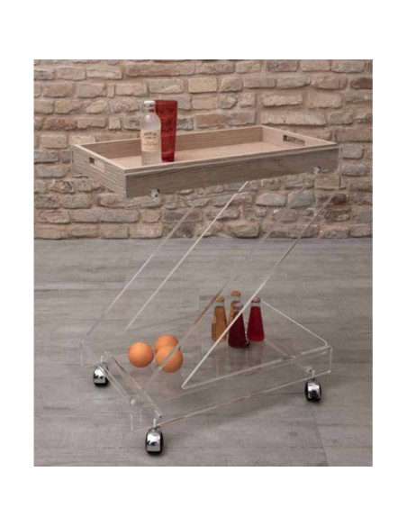 Vesta Home - Carrello Zeta·trasparente·61 X 38 X 73 H Th. Structure 15 Mm Th. Tray 5 Mm