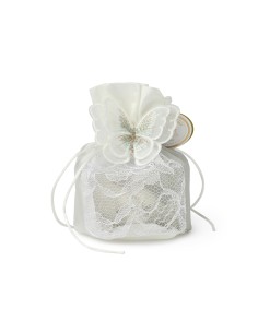 SECCHIELLO GRIGIO 10CM FARFALLA BIANCA