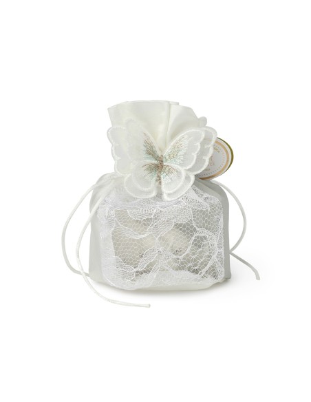 SECCHIELLO GRIGIO 10CM FARFALLA BIANCA