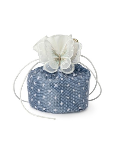 SECCHIELLO BLU 10CM FARFALLA BIANCA