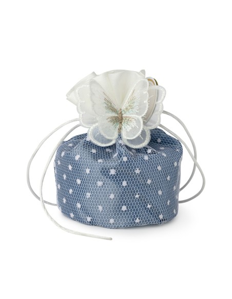 SECCHIELLO BLU 10CM FARFALLA BIANCA