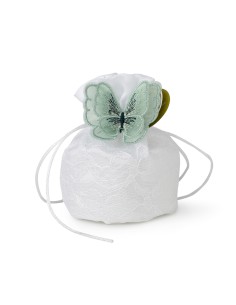 SECCHIELLO BIANCO 10CM FARFALLA VERDE