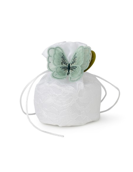SECCHIELLO BIANCO 10CM FARFALLA VERDE