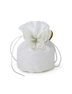 SECCHIELLO BIANCO 10CM FARFALLA BIANCA
