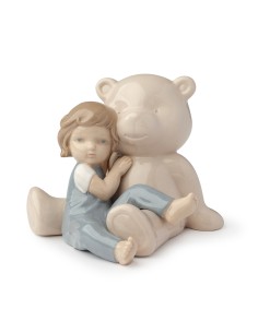 Hervit Royal Class - Orso Beige con Bimbo Porcellana 12x11 cm
