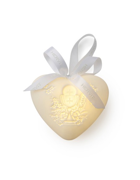 CUORE PORC.BIANCA BISCUIT COMUNIONE 10CM